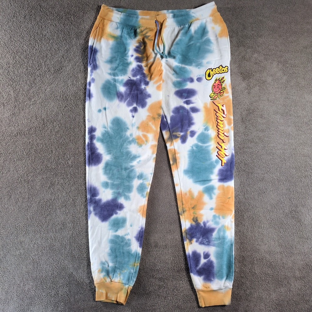 Cheetos Flamin Hot Sweatpants M Multicolor Tie Dye Cotton Fleece Lined